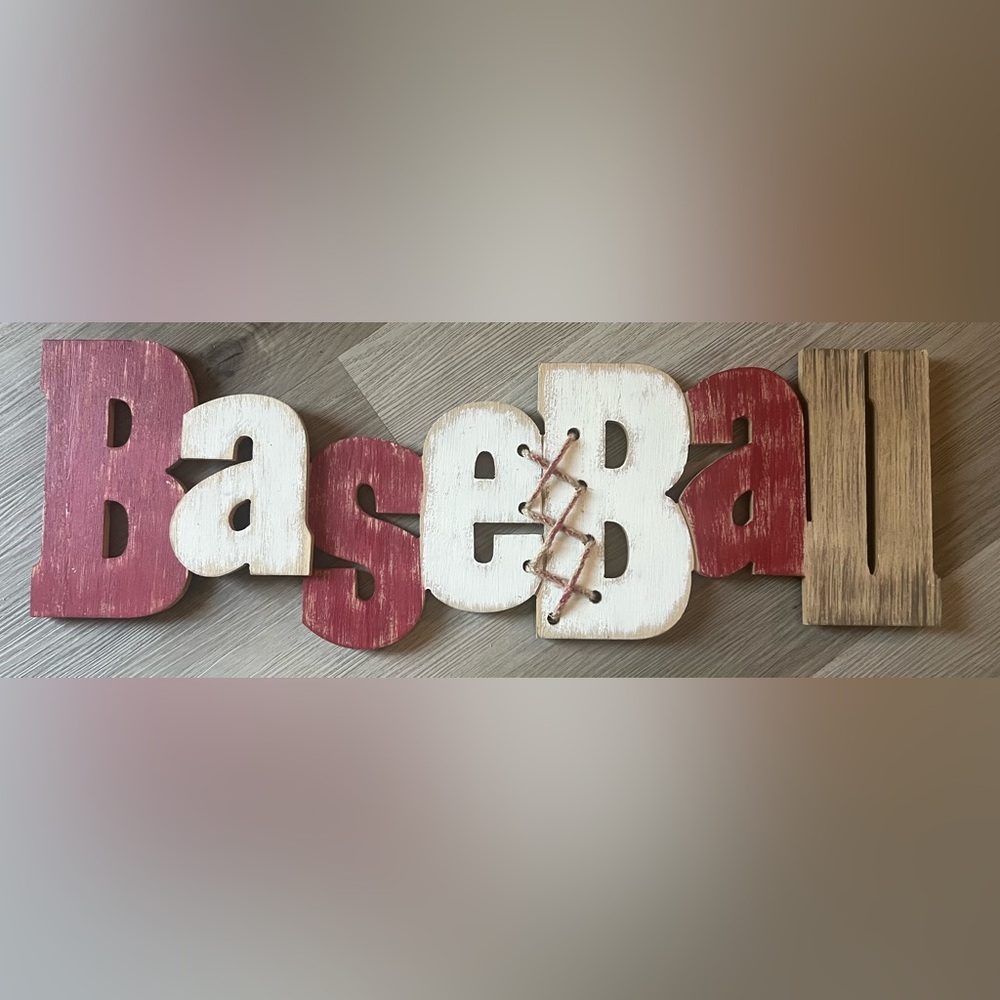 Baseball wood hanging sign - boys room, home decor